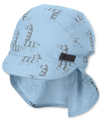 Sterntaler Baby Jungen Schirmmütze Baby Schirmmütze Nackenschutz Zebra - Schirmmütze Baby, Baby Mützen - aus Baumwolle - hellblau, 45