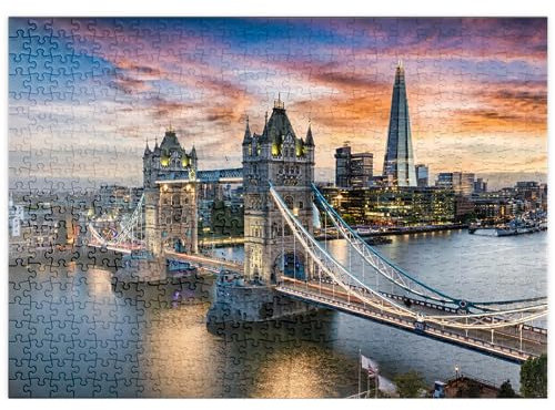 MyPuzzle Tower Bridge und Skyline von London, Großbritannien, kurz nach Sonnenuntergang - Premium 500 Teile Puzzle - MyPuzzle Sonderkollektion von Puzzle Galaxy