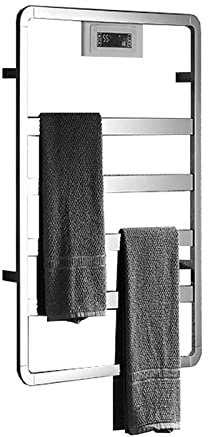 Radiador Toallero,Calentador De Toallas De Baño Enchufable De 5 Barras,Calentador De Toallas Eléctrico Con Temporizador Y Control De Temperatura,130W,Para Tendedero De Baño,Cromo/Negro,630X500Mm (Crom