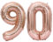 D2D | Party Balloon Zahl 90 XL in Rosé - Größe: 80 cm - Folienballons - Geburtstagdeko - Zahlenballons - Marmorne Hochzeit - Helium Ballons