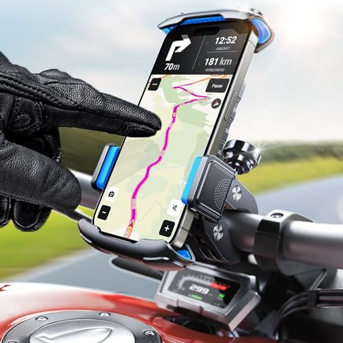 andobil Handyhalterung Fahrrad [2024 Ultimative Sicherheit] Diebstahlschutz fahrradlenker Handyhalterung Motorrad [Einfache Montage] Handy Fahrradhalterung für iPhone 15 14 13 12 Samsung Alle Handys
