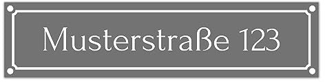 Straßenschild personalisiert 50cm x 12cm hergestellt aus robustem PVC stoß- und kratzfestes Schild in verschiedenen Farben Hausnummer Schild mit UV-Schutz (Grau)
