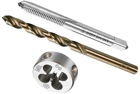 CoCud Metric Tap and Die and Drill Bit Set, M6 x 1 Tap & Die Thread 5.0mm Drill Diameter, Left Hand Machine Screw Tap Tool Kit - (Applications: for Threading Tapping Repair)