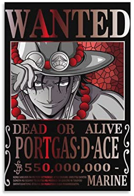 Anime One Piece Wanted Poster Ace Painting On Canvas Wall Art Poster Scroll Picture Print Walls Decor Home Poster 12x18inch(30x45cm)