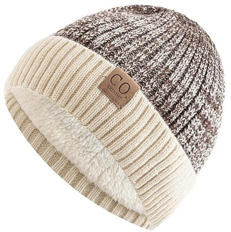 Avfora Pudelmütze Damen Neue Zweifarbige Unisex-Wintermütze Mit Wollfutter Für Männer Und Frauen, Modische Warme Mützen, Lässige Winter-Strickmütze,06
