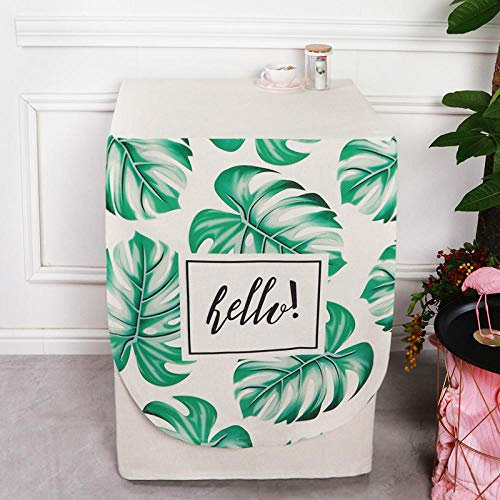AuLYn Washing Machine Cover, Sunscreen Dustproof Cover for Home Laundry, Dust proof and Anti-aging-Washing machine cover-Cyan small round leaves_Width 60 thickness 65 height 85cm