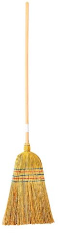 Tradineur - Escoba de Mijo - Estilo Bruja - 100% Artesana - Atado Reforzado - Ideal para la Limpieza de Suelos Duros o rugosos.