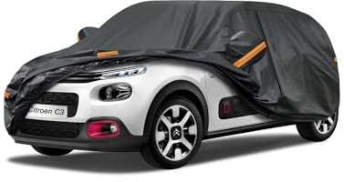 Kayme Autoplane Wasserdicht Atmungsaktiv für Citroen C3 (2002-2025), 7 Schichten Vollgarage Autoabdeckung für Regen Sonne Staub Schutz Verkratzt, Autoabdeckung mit Reflektierenden Streifen.