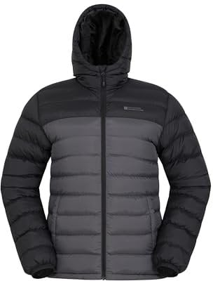 Mountain Warehouse Season Mens Padded Jacket - Water Resistant Puffer Coat, Lightweight, Warm, Lab Tested to -30C, Microfibre Filler - For Travelling, Walking Medium Grey 2XL