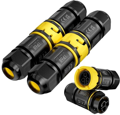 PEBA® Connecteurs de Câbles Étanches IP68 - Boîte de jonction 3 Fils - Connecteur de câble étanche enfichable, connecteur rapide avec fiche et femelle - Raccord étanche pour jardin Ø4-12mm, 2 pièce