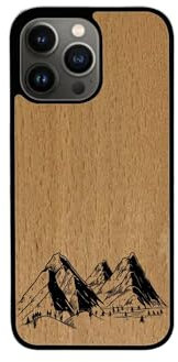 Enowood Handyhülle aus Holz für das iPhone Artisanal - Montagne gravure - iPhone X/XS - Hêtre