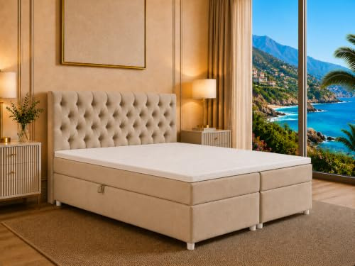 Best For Home Trinity K14 Boxspringbett mit 7-Zonen Bonell-Federkernmatratze | Boxspringbett 180x200 | Boxsprintbett mit Matratze Und Stauraum | Polsterbett 180x200 - Lieferung bis Bordsteinkante