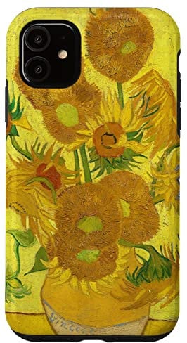 Fine arts paintings store iPhone 11 Vincent Van Gogh Sunflowers Case - Yellow Floral Snap-on Case - Shock-Absorbent