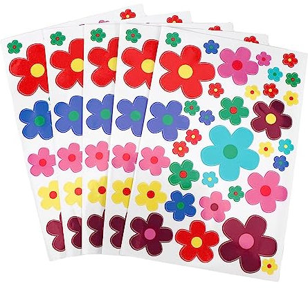 POHOVE Aufkleber-Set Blumen,5er Pack Blumen Fahrrad Aufkleber Aufkleber Auto Hippie Blumen,Flower-Power Sticker für Roller Fahrrad Notebook Laptop Handy Auto-Aufkleber,wetterfest,Niedlicher Stil