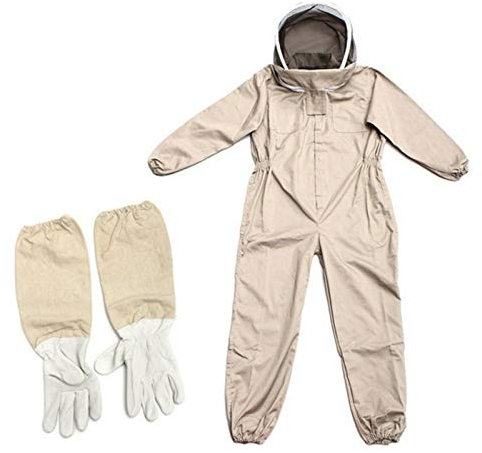 Bienenanzug - Imkeranzug Stichfest Mit Handschuhe Für Damen Und Herren | Imker Kostüm Erwachsene Aus Halbe Baumwolle | Imker Schutzanzug | Ganzkörper Imkerkleidung Imkerausrüstung
