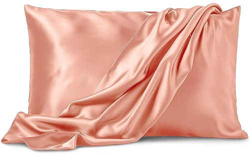 Pure Bedding Satin Pillowcase 2 Pack - Queen Size (20x30, Rose Gold) - Silky Pillow Cases for Hair and Skin - Satin Pillow Covers with Envelope Closure - Extra Soft Premium Microfiber