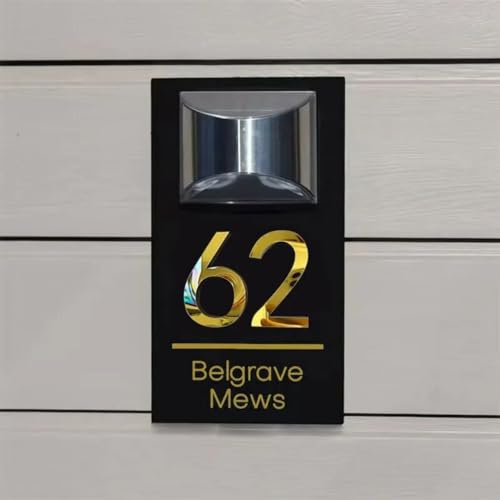 Letrero solar personalizado 3D moderno para puerta, acrílico exterior, número de casa, dirección al aire libre, nombre de la familia, placa LED para números de casa iluminados para patio