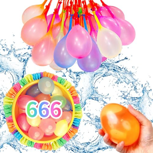 LOVICVKEM Wasserbomben 666 Stück Wasserbomben Selbstschließend, Sekunden Schnelles Befüllen, Wasserbomben kinder,Wasserballons Selbstschließend,Wasserbombe, wasserspielzeug kinder outdoor Poolparty