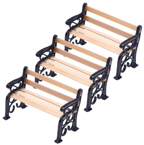 ORFOFE 3stücke Miniatur Gartenbank Modell Puppenhaus Zubehör Realistische Deko Für Mikrolandschaften Und Terrarien Für Kreative Bastelprojekte