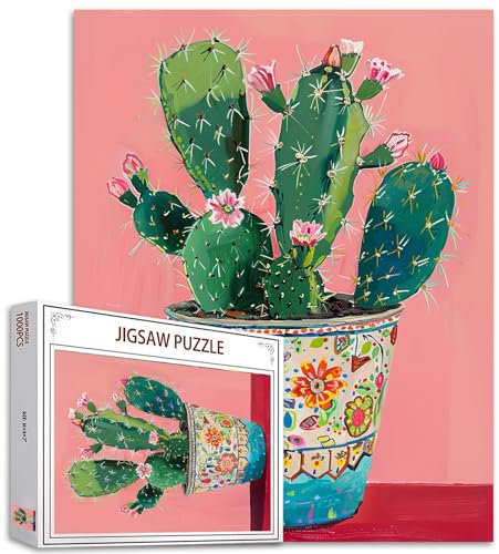Tucocoo Kaktus-Puzzles für Erwachsene, 1000 Teile, Blumentopf-Kunst-Puzzle, Sukkulenten, bunt, DIY-Handarbeitspuzzles für Heimdekoration, Geschenke, Familienpuzzle, perfekt für Spieleabende