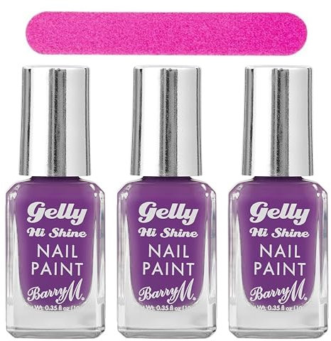 3 Pack Bundle - Barry M Gelly Nail Paint (3x 10ml) Parma Violet Shade. A Hadco Bundle with a Hadco Emery Board Included. (Parma Violet, One Size)