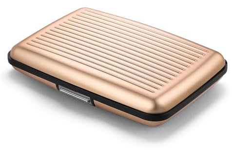 ÖGON -DESIGNS- Porte-Cartes en Aluminium avec Fermoir en métal, Protection RFID Contre la fraude et la démagnétisation, Portefeuille Compact, modèle Smart Case Stockholm (Aluminium Rose Gold)