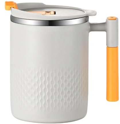 Ghjkldha Insulated Coffee Tumbler, Double Wall Mug, 12x8.5cm, Travel Tea Cup For Women, Portable Milk And Juice Cup, With Lid Handle, 450ml, Stainless Steel, Hot Cold Drinks,