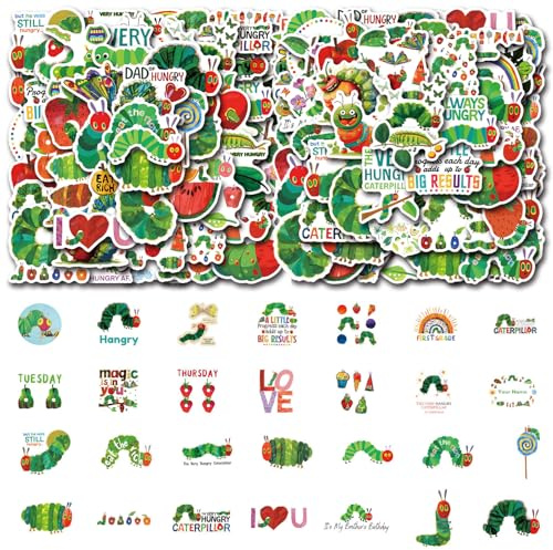 OAOSDH 110 Caterpillar Graffiti-Aufkleber, Selbstklebende wasserdichte, Kreative Cartoon-Dekoration Für Kinder, Lustige Scrapbook-Aufkleber, DIY Water Cup Notebook.