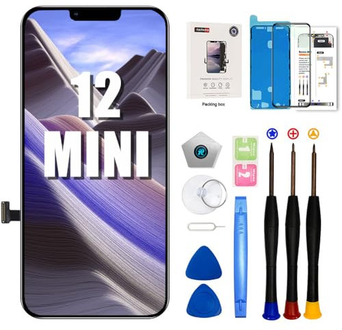 EFAITHFIX for iPhone 12 Mini Screen Replacement 5.4 Inch LCD Screen 3D Touch Display Full HD Digitizer Frame Assembly (A2176,A2398,A2399,A2400) with Repair Tools Screen Protector Waterproof Adhesive
