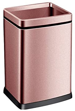 Bureau 12l/15l/18l/25 cuisine salle de bains toilettes poubelles en acier inoxydable maison découverte grand salon poubelles simples bureau corbeille à papier Pour Salle de Bain(Rose gold-12L)