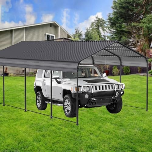 XINRISHENG Metal Carport, Heavy Duty Car Port Canopy with Steel Frame & Roof, Extra Large Carports Withstand Strong Wind Or Heavy Rain