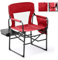 Outopee Folding Camping Directors Chair, Portable Foldable Outdoor Chair with Built-in Cup Holder, Side Table, Storage Pocket for Beach Tailgating Fishing Trip Picnic Concert, Red