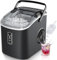 EUHOMY Máquina de Hielo: 9 Cubos en 6 Minutos, Maquina de Hacer Hielo Autolimpiable, 12Kg/24H, 2 Tamaños de Hielo, con aAsa, Pala para Hielo y Cesta Ideal Para Inicio/Cocina/Oficina/Bar, Negro