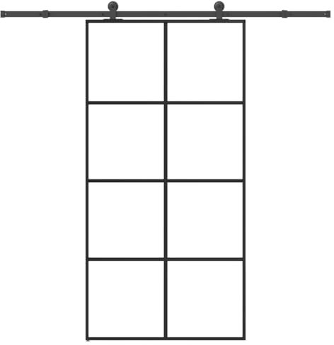 Brokky 3332903 Porta Scorrevole con Ferramenta 102,5x205cm Vetro ESG Alluminio Porta Scorrevole Esterno,Porta Interna Scorrevole per Bagno Cucina Studio