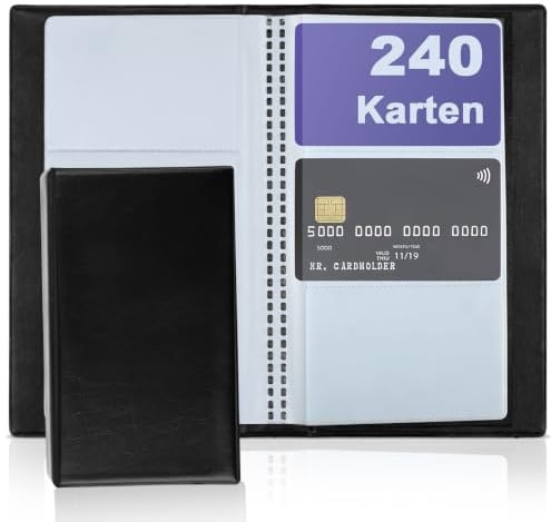 Hopton Visitenkarten Aufbewahrung für 240 Karten,Visitenkartenmappe | Visitenkartenbuch,PU-Leder visitenkartenetui,Praktisches Visitenkarten-Organizer für Kreditkarten,Kundenkarten,Bankkarten