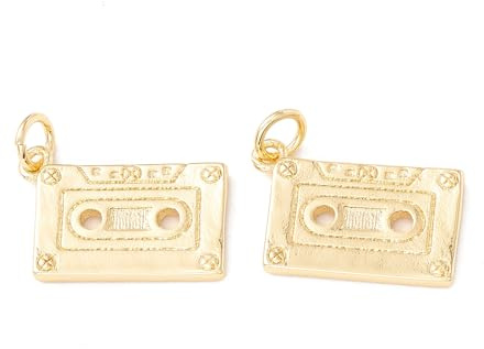 Airssory 10 Stück goldene Farbe Messing Kassettenband Charms Audio Recorder Tape Charms für DIY Schmuck Halskette Ohrring Armband Handwerk Tasche Schlüsselanhänger Telefon Dekor