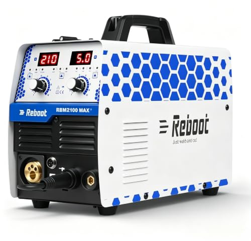 Saldatrice 210A 6-in-1 MIG/MAG con/senza gas MMA Lift-TIG Inverter saldatura alluminio, IGBT 240V Portatile per officina fattoria fai-da-te – Reboot RBM2100 MAX Saldatrice multiprocesso