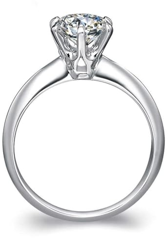 Trauringe Damen Einzeln Diamond Ring Women 9/14/18 Karat Weißgold/Platin mit Luxuriösem 0,5-Karätigem Diamanten Im Prinzessschliff Größe 49 (15.6) Massiv, Nicht Plattiert Mode für Männer Abschluss