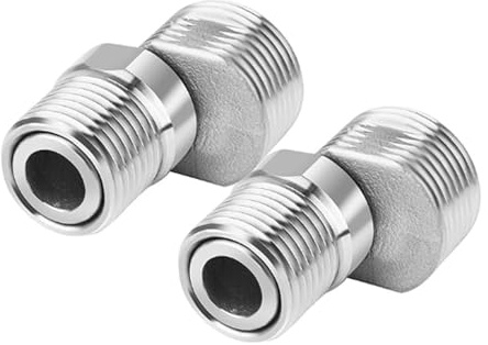 OOLA.DETAL Verstellbarer Edelstahl-Duscharmatur-Adapter, drehbare S-Anschlüsse für Küche und Bad, 2 Stück