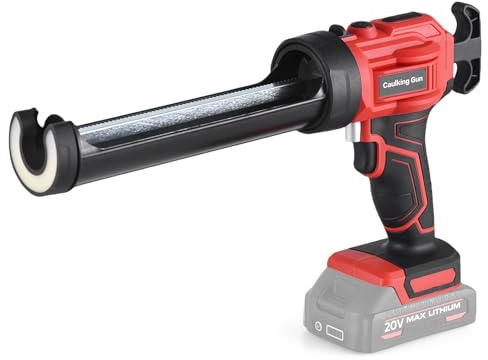 Jeanoko Cordless Caulking Machine Efficient Electric Grout Dispenser for Filling Sealing Garage Battery Compatible (Red)