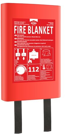 ELRO FB1812H Couverture Anti-feu 1,8 m x 1,2 m | pour recouvrir Les Personnes | Cuisine, Bureau, Barbecue, Camping, Sécurité d’Urgence | Conforme EN1869 | Boîtier Rigide | Fibre de Verre