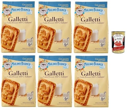 Italian Gourmet Bundle Galletti Kekse 6x 350g + Italian Gourmet Polpa – Italienische Frühstückskekse mit Milch & Zuckerkruste, Knuspriges Gebäck, Kaffeekekse, Vorratspackung, Süßer Snack aus Italien