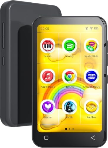 TIMMKOO 16GB Kids MP3 Player with Bluetooth and WiFi, Parental Controls, 4 Music Player with Spotify, Audible Up to 1TB （Black）