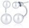 Yumilok 925 Sterling Silber Doppel Perlen Ohrhänger Ohrstecker Ohrring Jackets Hypoallergen Ohrschmuck für Damen Frauen Mädchen