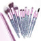 ENZO KEN Violet Ensemble de Pinceaux de Maquillage à Paillettes, Pinceaux à Ombre à paupières avec Sac de Voyage pour Contours du Visage, Sourcils, Blush, Nez, Bronzeur, Fond de Teint, Crème.