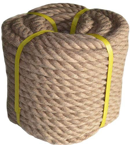 zhitao 100 % natürliches Jute-Seil, gedrehtes Hanfseil, Manila-Seil (15.2 m, 2.5 cm) zum Basteln, Dock, dekorative Landschaftsbaum, Klettern, Gartenarbeit, Tauziehen des Krieges