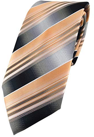 TigerTie Designer Krawatte in lachs orange silber anthrazit grau gestreift