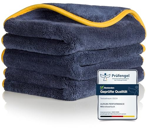 Aurum-Performance® Microfasertücher zur professionellen Autopflege Dank 1200GSM und 50x40cm - Perfektes Microfasertuch als Trockentuch und Poliertuch mit hoher Saugkraft und Aufnahmekapazität (3)