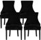 Leorate Dining Chair Covers Stretch Velvet Wingback Armchair Slipcovers Recliner Chair Protector for Kitchen Home Decor (Black, Pack of 4)
