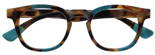 OPULIZE Ava Lesebrille Schmeichelhaft Abgerundet Rahmen Federscharniere Kratzfest Braun Schildpatt Türkis Herren Damen R62-Q +3.50